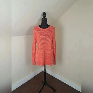 Stylus Womens Crochet Knit Pullover Sweater Size L